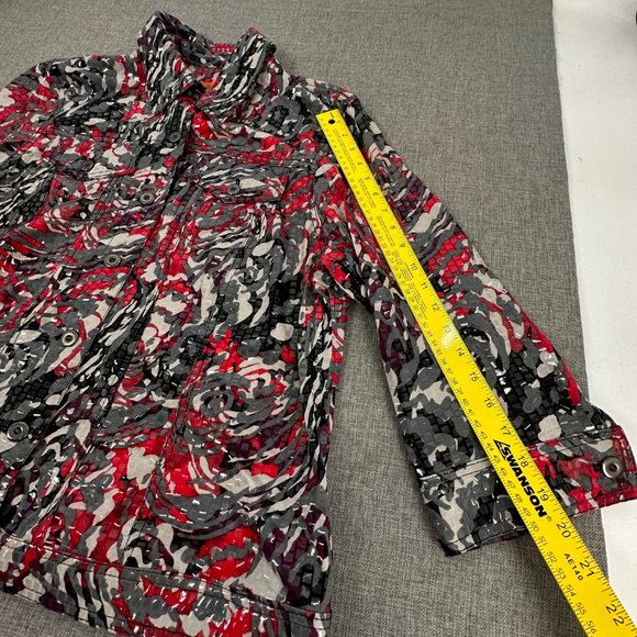 Hearts of Palm Woman Jacket Plus 18W Shiny Retro Stretch Collared Buttons - Picture 10 of 15